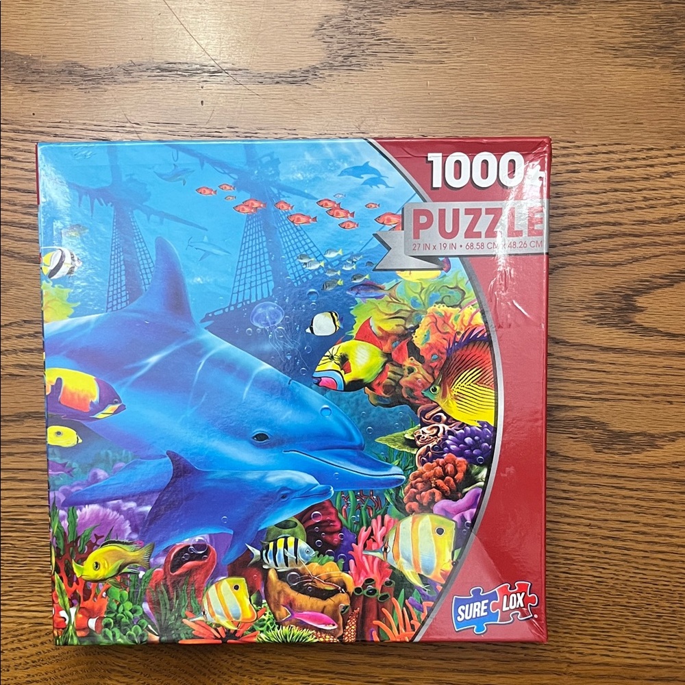 1000-Piece Dolphin Ocean Jigsaw Puzzle - Bright Blue